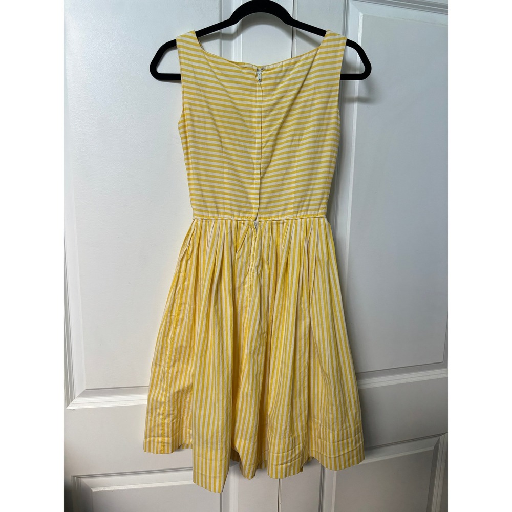 Vintage Jack Posluns Yellow Striped Daisy Eyelet Fit & Flare Dress 1960s ILGWU - Picture 2 of 8